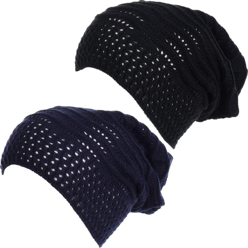 3948 BYOS Airy Cool Lightweight Cutout Long Slouchy Crochet Knit Beanie Hat